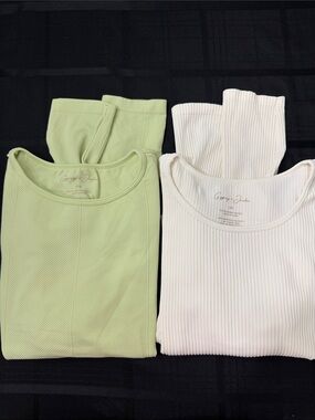 Women’s Crew & Scoop Neck Sweater - Sage Green and Cream